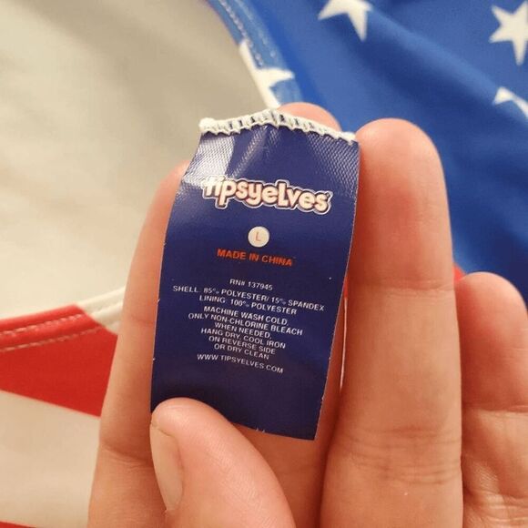 NWT Tipsy Elves Women's Swim Usa Flag One Piece Swimsuit Large - Picture 6 of 6